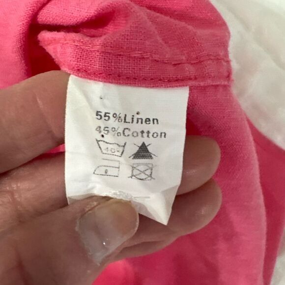 CAMIXA Linen-Cotton Blend Button-Up Shirt | XS | Hot Pink - Picture 8 of 14